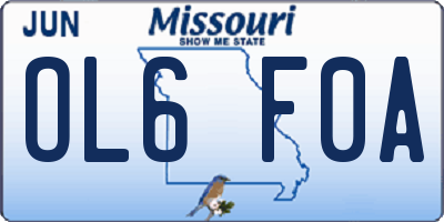 MO license plate OL6F0A