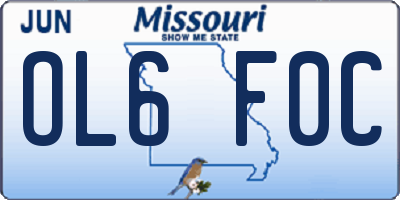 MO license plate OL6F0C