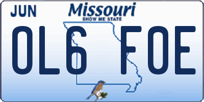 MO license plate OL6F0E
