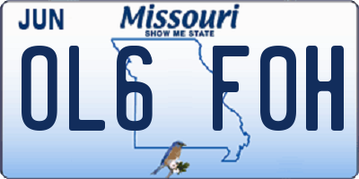 MO license plate OL6F0H