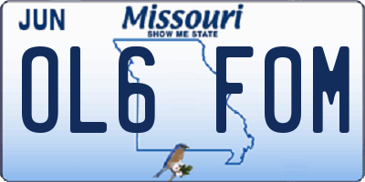 MO license plate OL6F0M