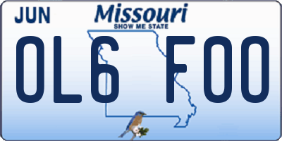 MO license plate OL6F0O