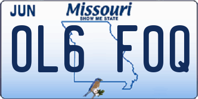 MO license plate OL6F0Q