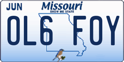 MO license plate OL6F0Y