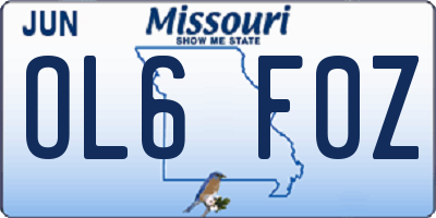 MO license plate OL6F0Z