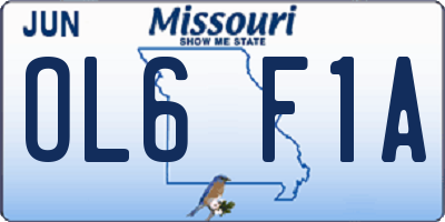 MO license plate OL6F1A