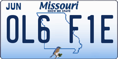 MO license plate OL6F1E