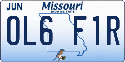 MO license plate OL6F1R