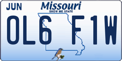 MO license plate OL6F1W