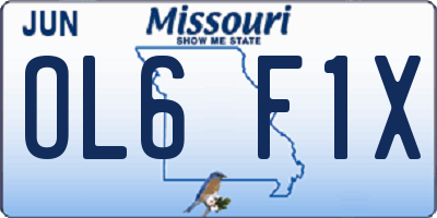 MO license plate OL6F1X