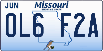 MO license plate OL6F2A