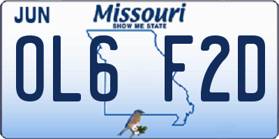 MO license plate OL6F2D