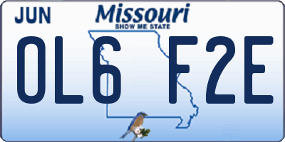 MO license plate OL6F2E