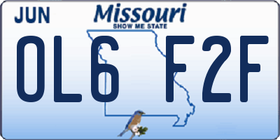 MO license plate OL6F2F