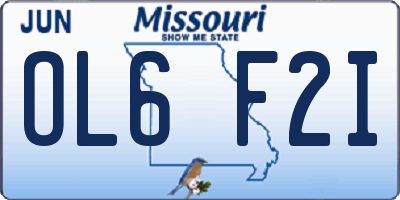 MO license plate OL6F2I
