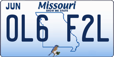MO license plate OL6F2L