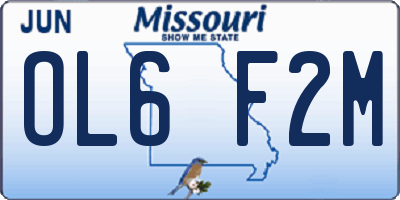 MO license plate OL6F2M