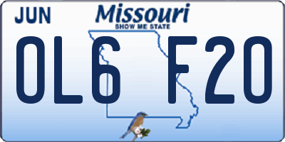 MO license plate OL6F2O