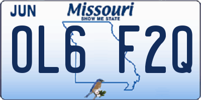 MO license plate OL6F2Q