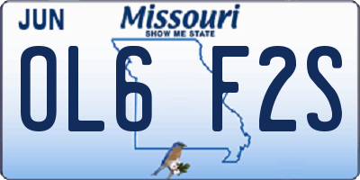 MO license plate OL6F2S
