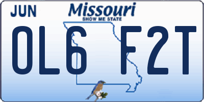 MO license plate OL6F2T