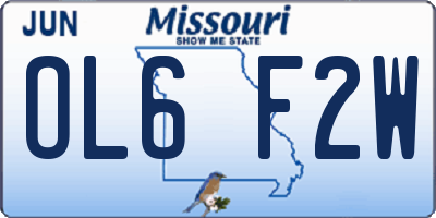 MO license plate OL6F2W