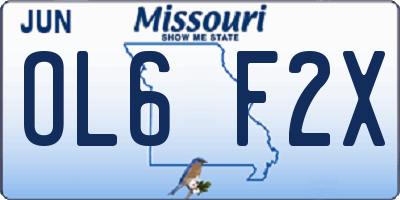 MO license plate OL6F2X