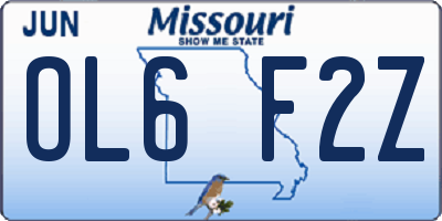 MO license plate OL6F2Z