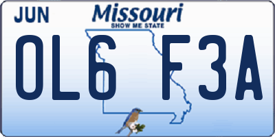 MO license plate OL6F3A