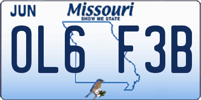 MO license plate OL6F3B