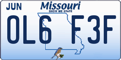 MO license plate OL6F3F