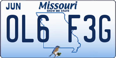 MO license plate OL6F3G