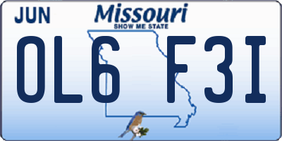 MO license plate OL6F3I