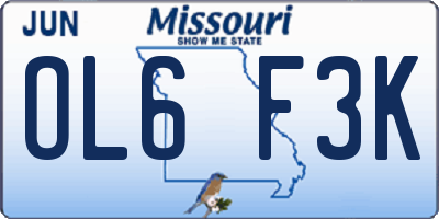 MO license plate OL6F3K