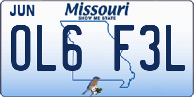 MO license plate OL6F3L