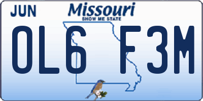 MO license plate OL6F3M