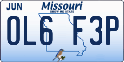 MO license plate OL6F3P