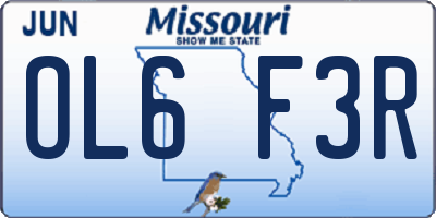 MO license plate OL6F3R
