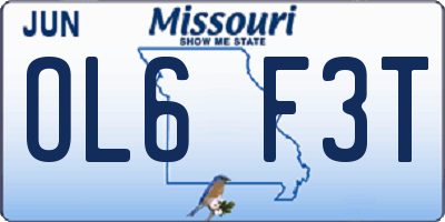 MO license plate OL6F3T