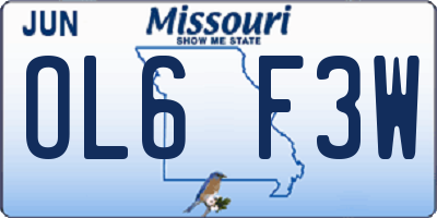 MO license plate OL6F3W