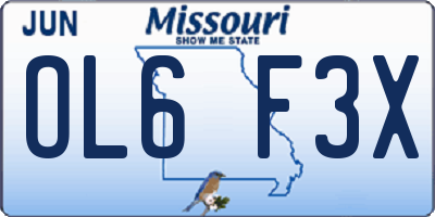 MO license plate OL6F3X
