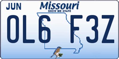 MO license plate OL6F3Z