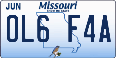 MO license plate OL6F4A
