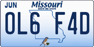 MO license plate OL6F4D