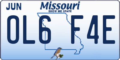 MO license plate OL6F4E