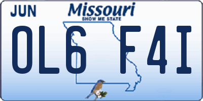 MO license plate OL6F4I
