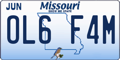 MO license plate OL6F4M