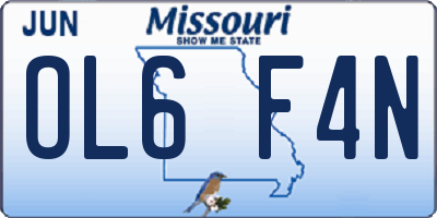 MO license plate OL6F4N