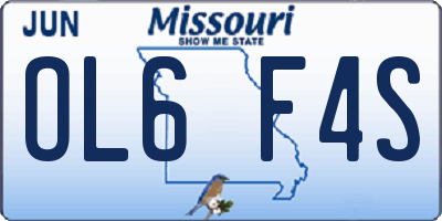 MO license plate OL6F4S