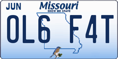 MO license plate OL6F4T